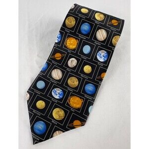 Solar System Planets Silk Tie Museum Artifacts Science Teacher Astronomy Black
